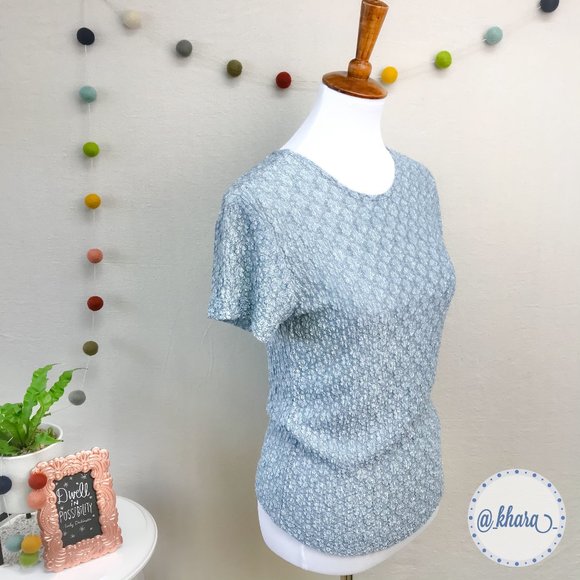 Clio Textured Career Top in Light Blue - Petite Medium - Picture 7 of 16